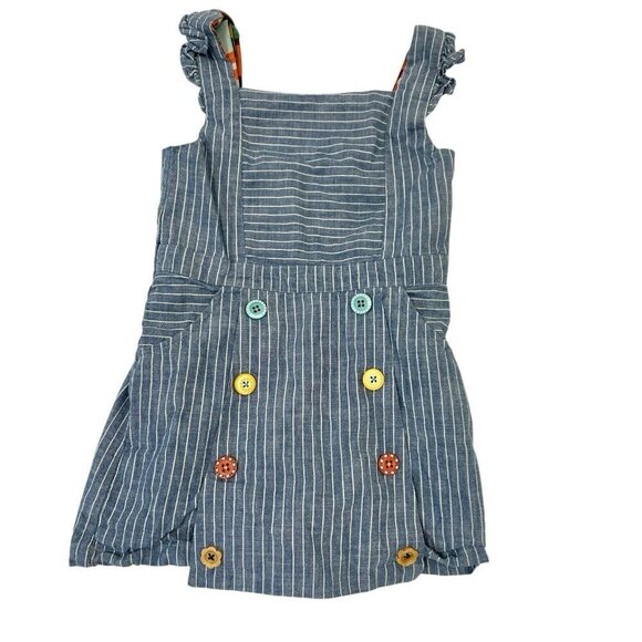 Matilda Jane Striped Denim Romper Jumpsuit 1-Piece size 4 - Picture 1 of 6